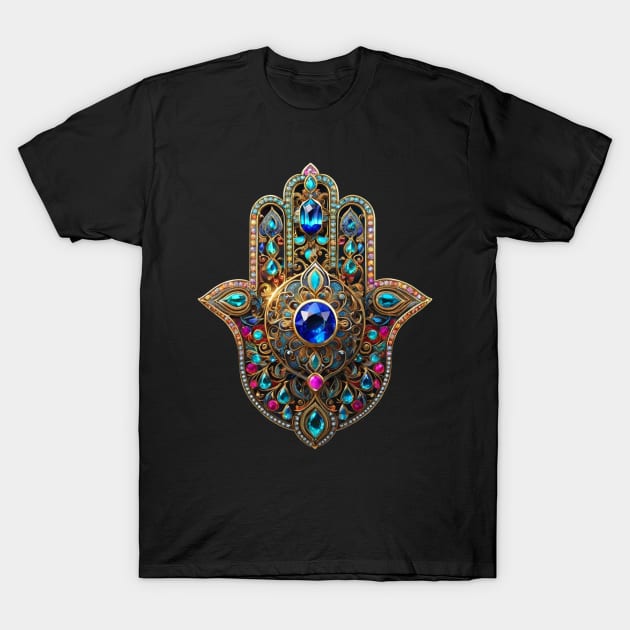 Bejewelled Hamsa Hand T-Shirt by PurplePeacock